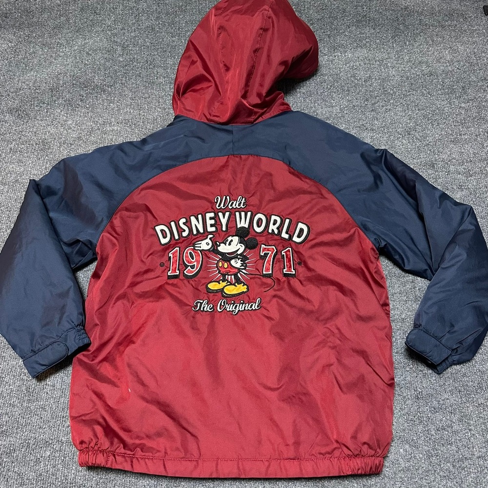 Walt Disney World Mickey Mouse Kids Windbreaker Jacket Red Blue Large 1971